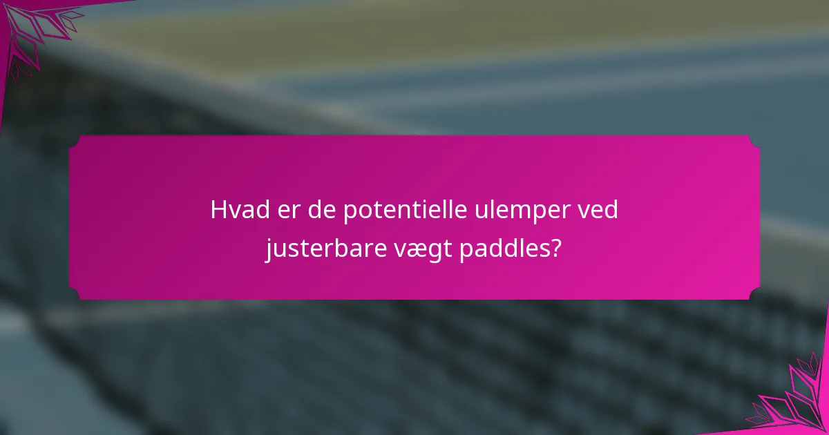 Hvad er de potentielle ulemper ved justerbare vægt paddles?