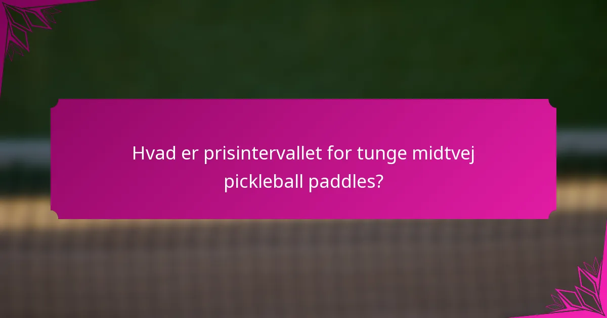 Hvad er prisintervallet for tunge midtvej pickleball paddles?