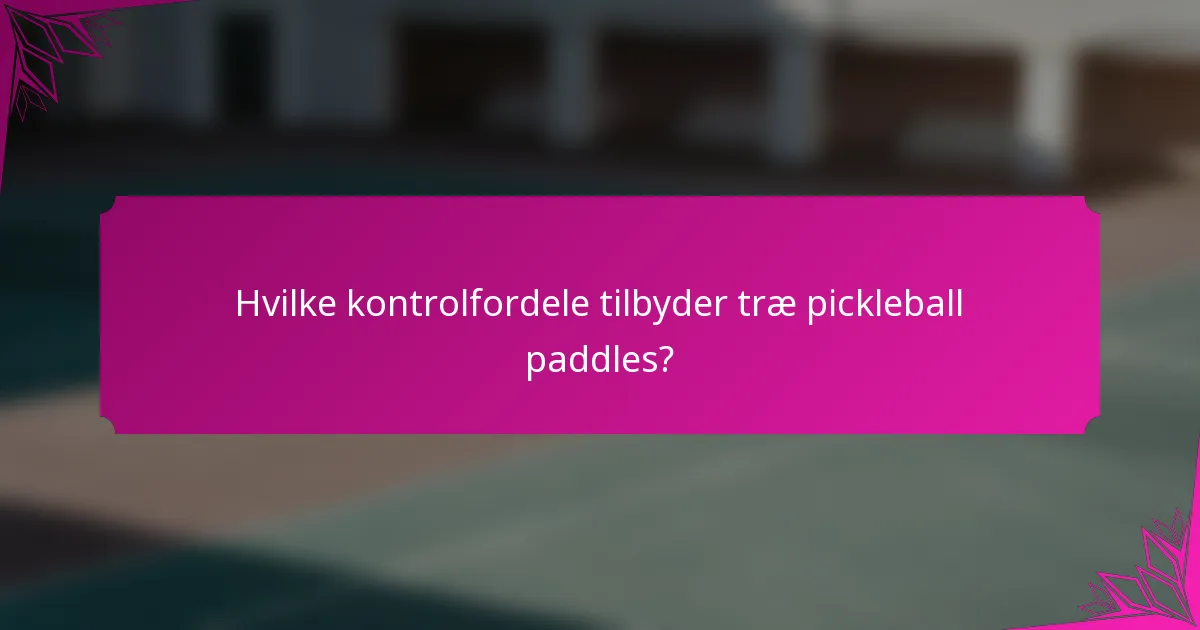 Hvilke kontrolfordele tilbyder træ pickleball paddles?