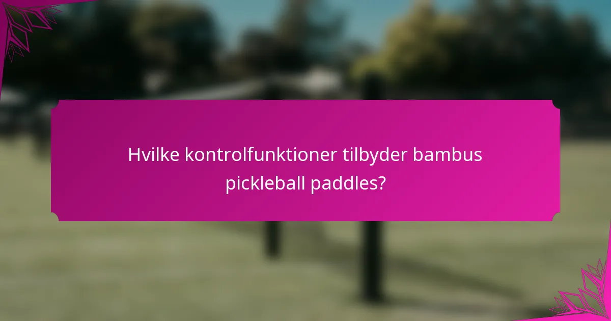 Hvilke kontrolfunktioner tilbyder bambus pickleball paddles?