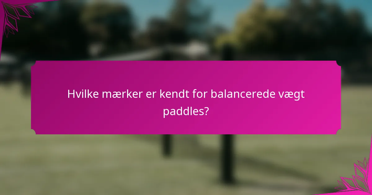 Hvilke mærker er kendt for balancerede vægt paddles?