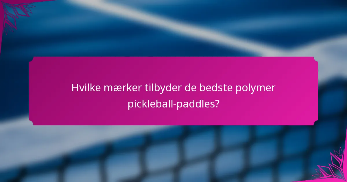 Hvilke mærker tilbyder de bedste polymer pickleball-paddles?
