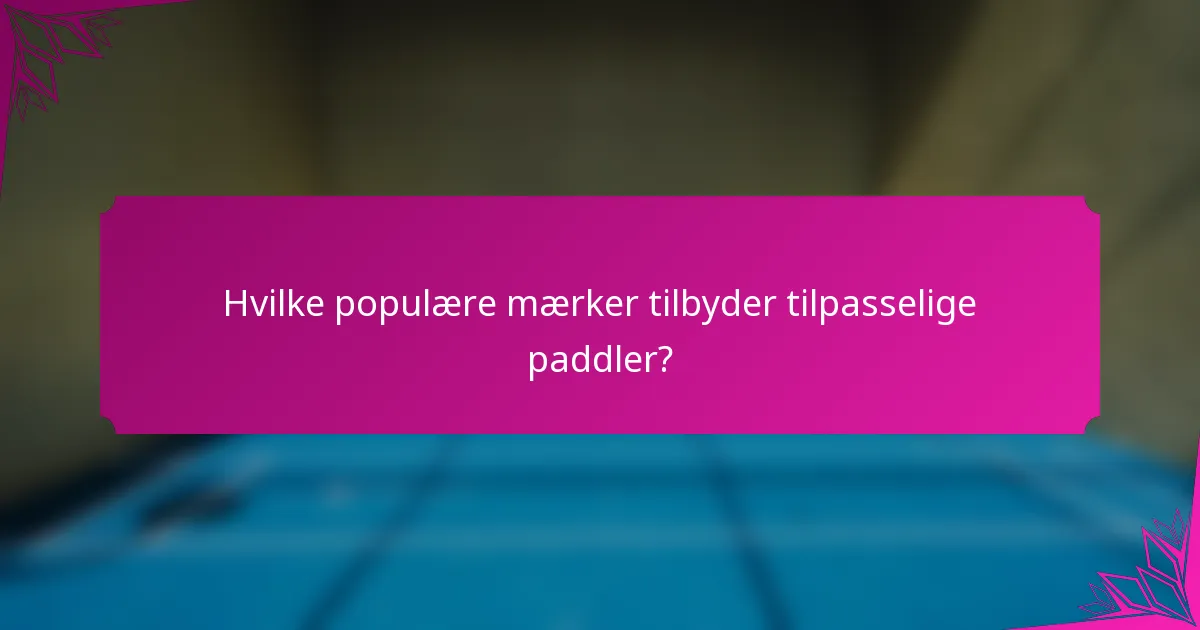 Hvilke populære mærker tilbyder tilpasselige paddler?