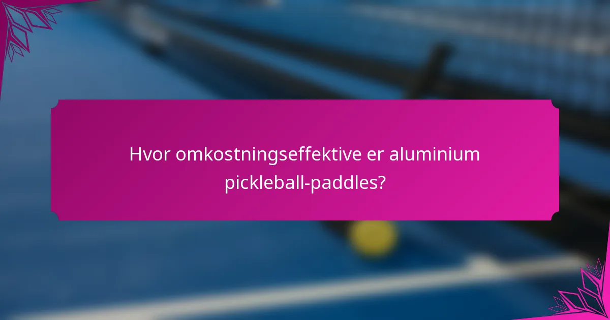 Hvor omkostningseffektive er aluminium pickleball-paddles?